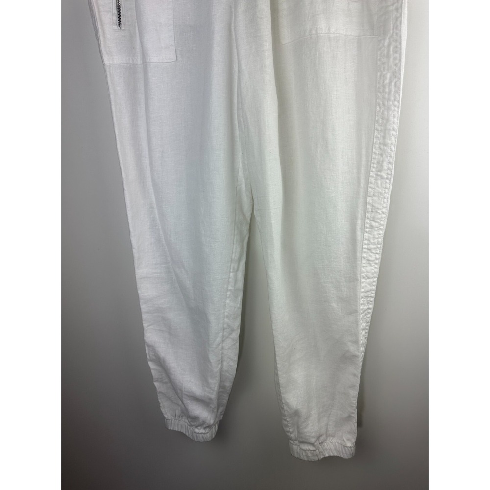 Athleta Cabo Linen Jogger Pants White Drawstring Zippered Pockets Womens Size 14 - Picture 4 of 10